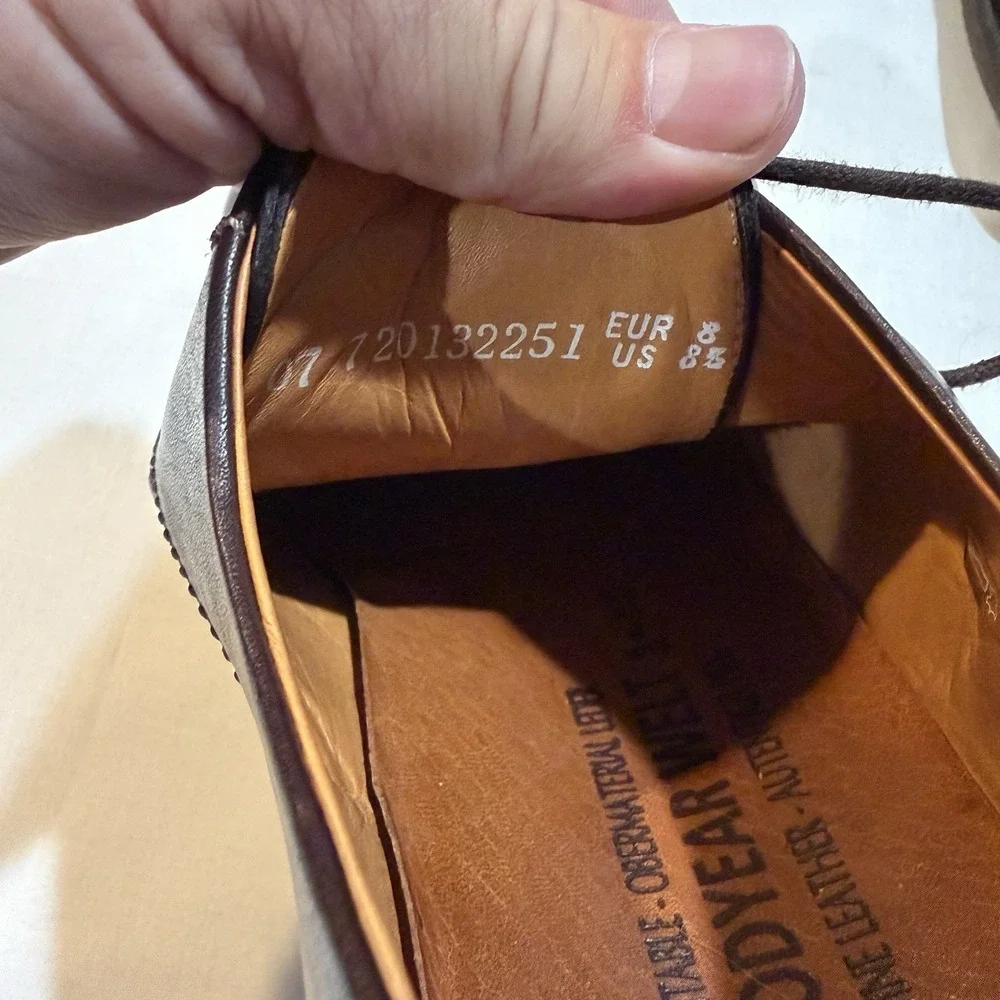 Mephisto Goodyear Welt Leather  Derby Shoes Dark Brown Men's 8.5 US